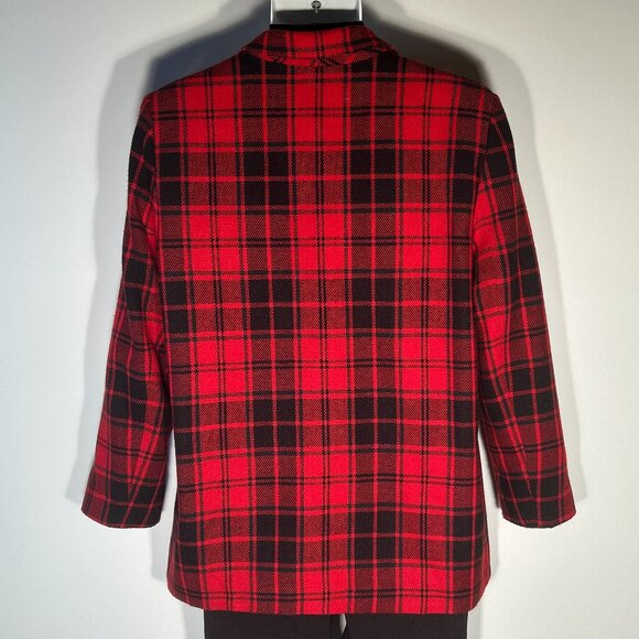 Norton McNaughton Vintage SZ 12 Red & Black Plaid Wool Blazer Academia Timeless - Picture 5 of 8